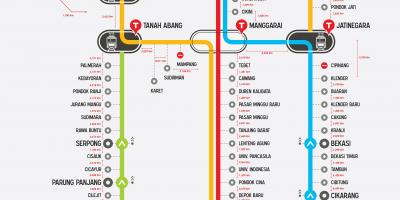 Linie de navetiști Jakarta hartă