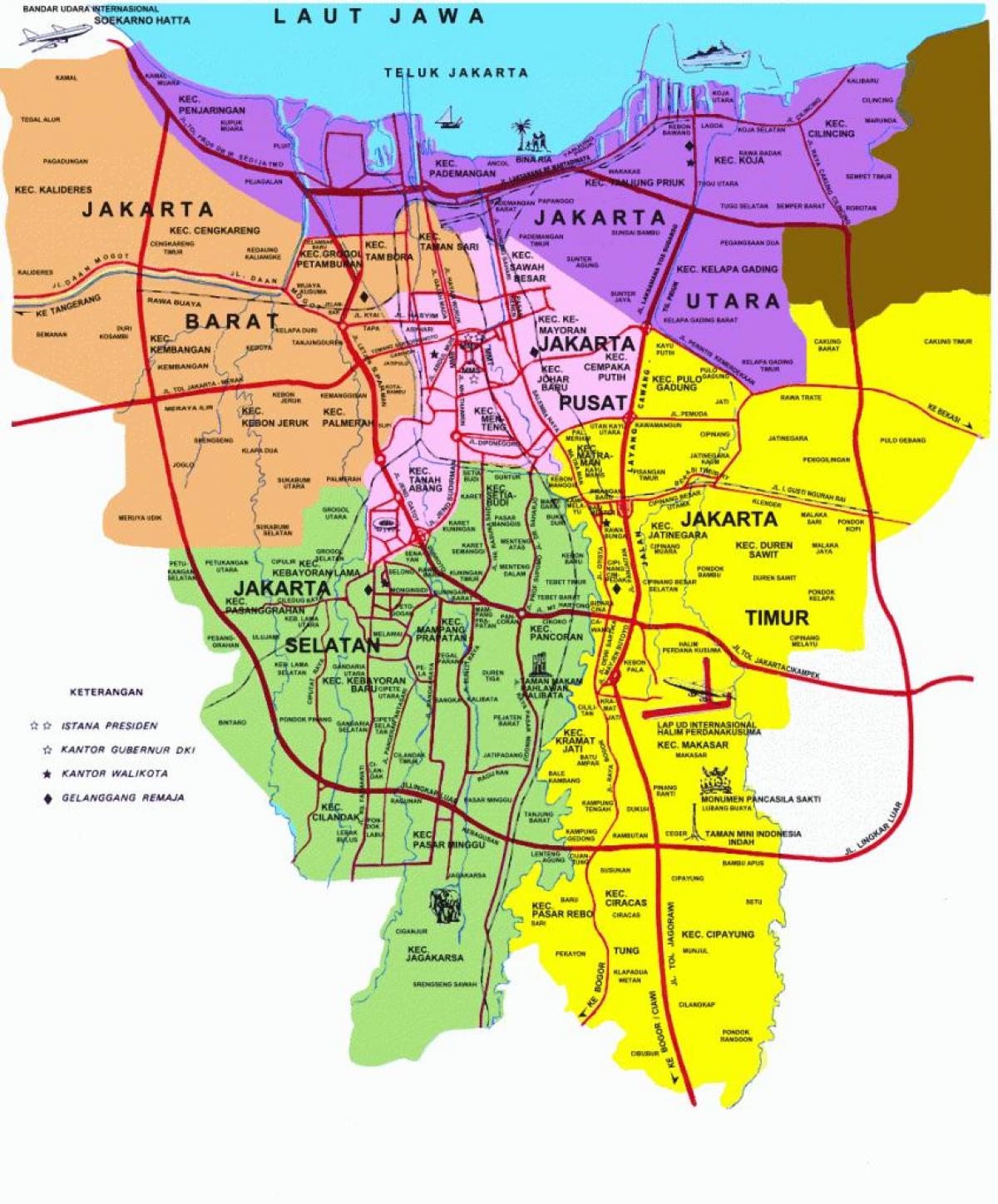 harta de atracții Jakarta